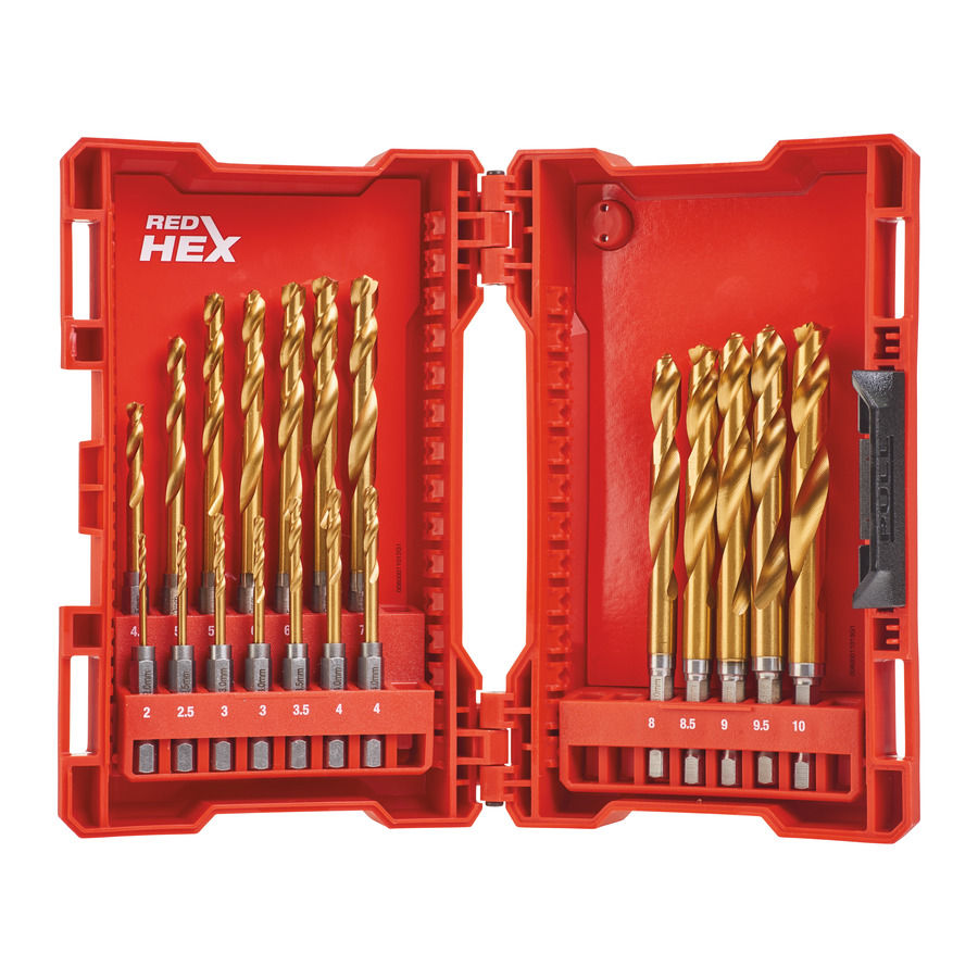 Набор свёрел по металлу MILWAUKEE Red Hex HSS-G TiN (19шт) 48894760