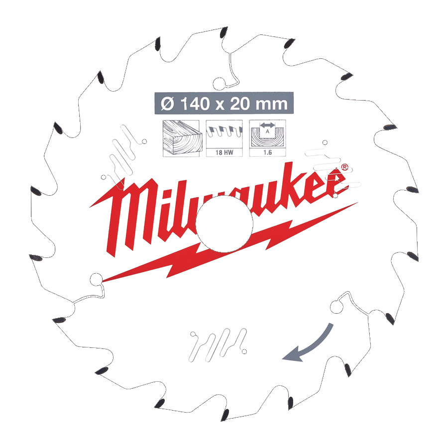 Диск пильный по дереву MILWAUKEE D140x1.6х20мм, Z18 ATB 4932471310