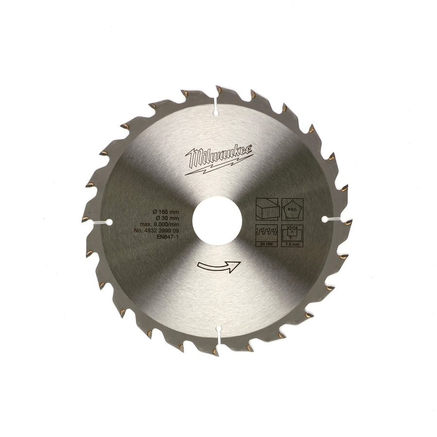 Диск пильный по дереву MILWAUKEE D165x1.8х30мм, Z24 ATB, б/п 4932399909