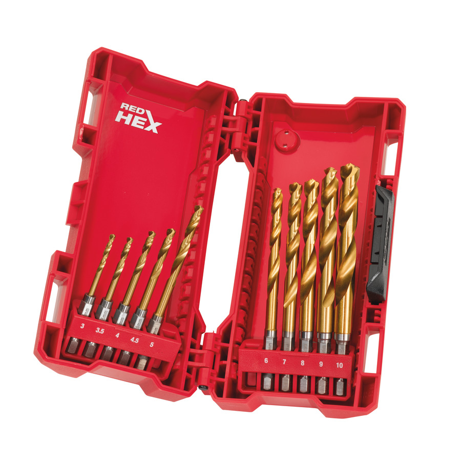 Набор свёрел по металлу MILWAUKEE Red Hex HSS-G TiN (10шт) 48894759