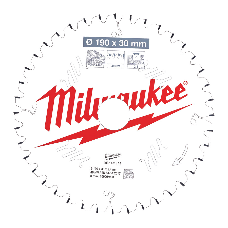 Диск пильный по дереву MILWAUKEE D190x2.4х30мм, Z40 ATB, отр. 4932471314