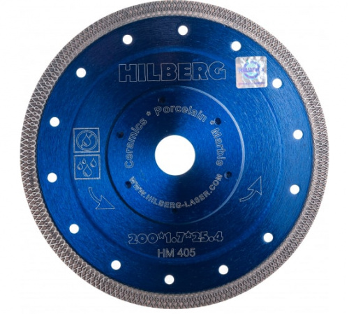 Диск алмазный отрезной 200*25,4/22,23 Hilberg Турбо ультратонкий х-тип HM405