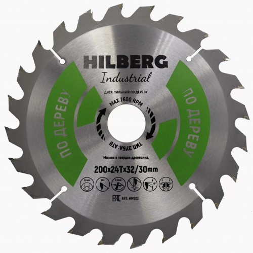 Диск пильный Hilberg Industrial Дерево 200*32/30*24Т HW203