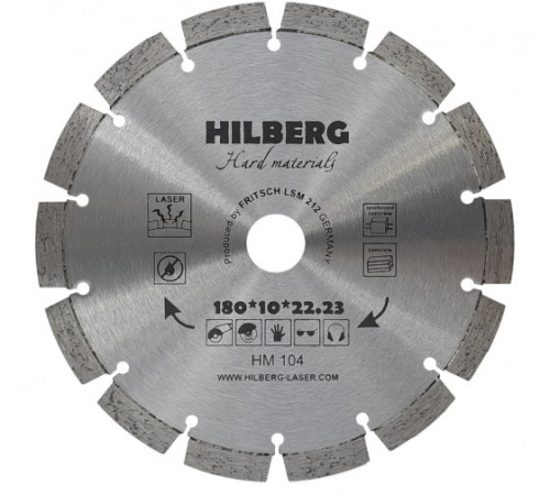 Диск алмазный отрезной 180*22,23 Hilberg Hard Materials Лазер HM104