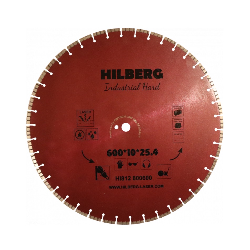 Диск алмазный отрезной 600*25,4*12 Hilberg Industrial Hard HI812