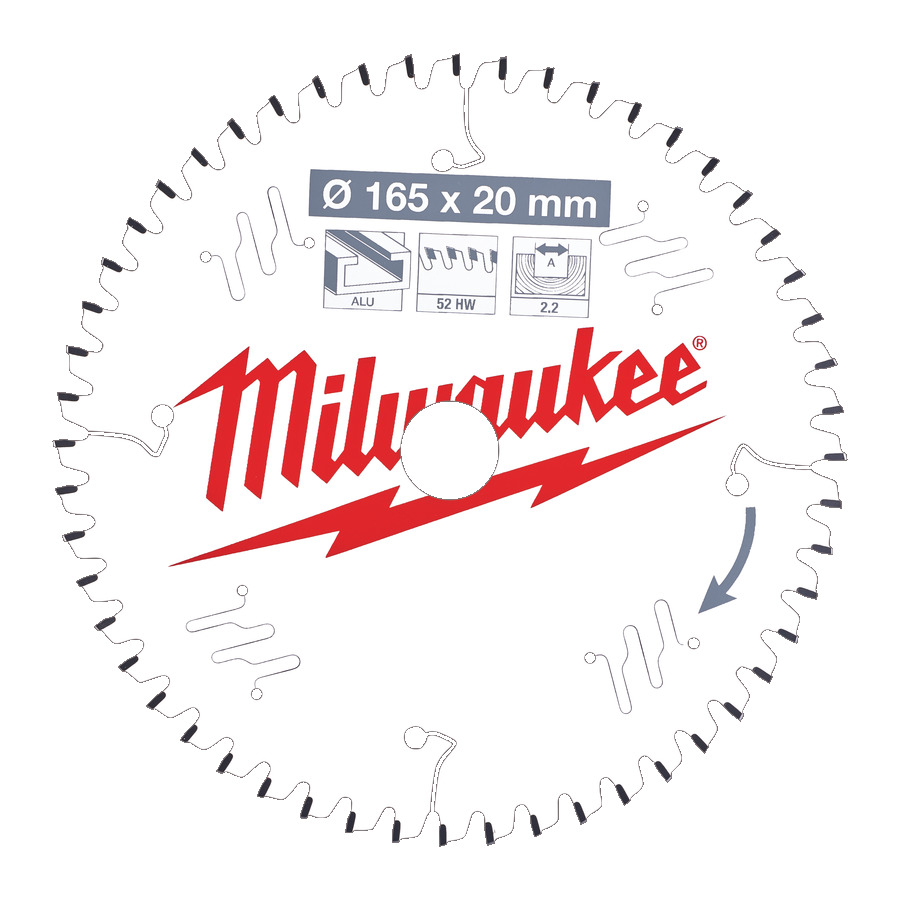 Диск пильный по алюминию MILWAUKEE D165x2.2х20мм, Z52 TF, отр. 4932471296