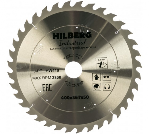 Диск пильный Hilberg Industrial Дерево 400*50*36Т HW410